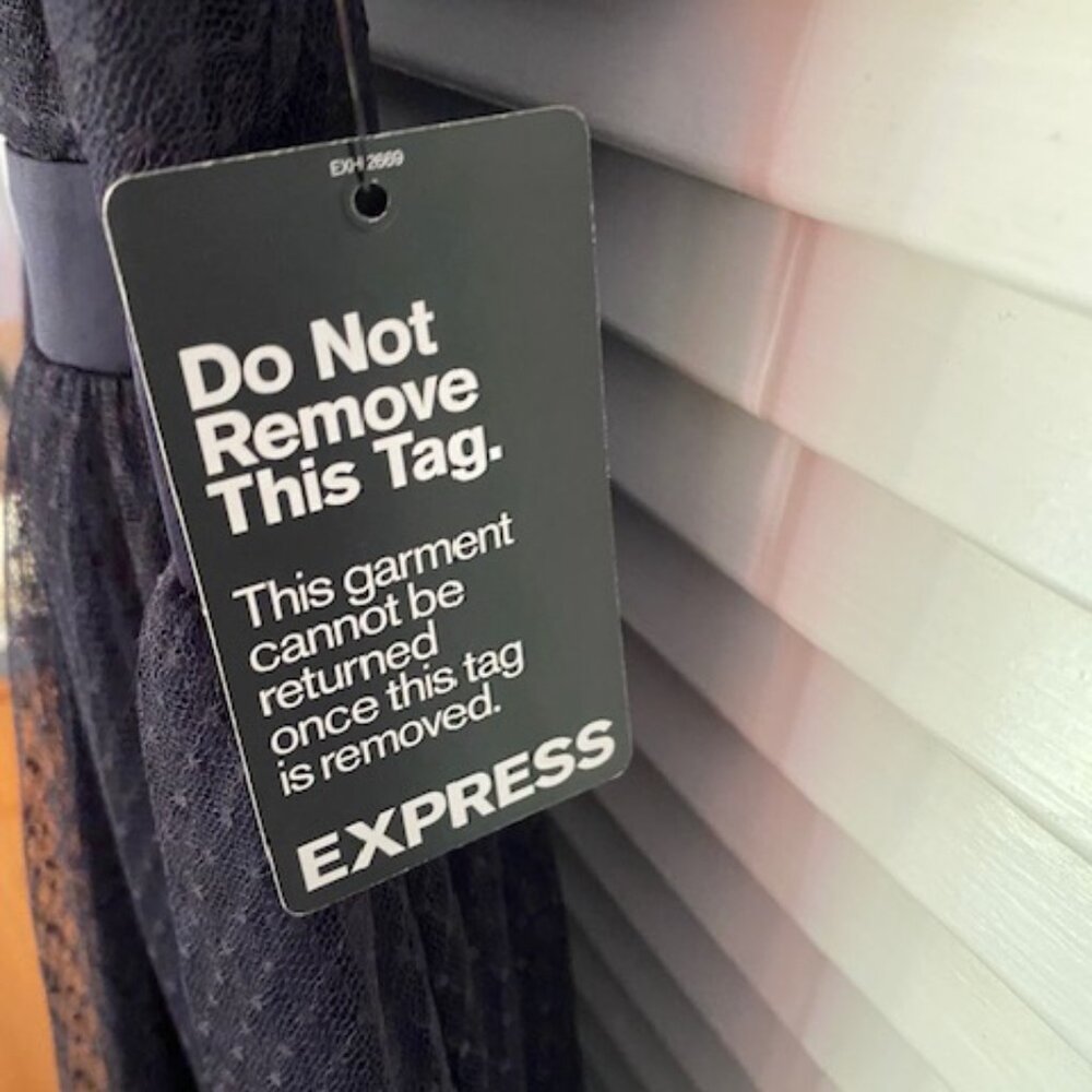 NWT navy blue $88 Express knee-length tulle dress, size 4 - Picture 5 of 13